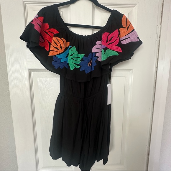 J Marie Black Embroidered Romper - Picture 3 of 3